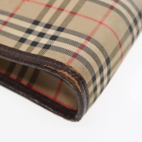 Burberrys Nova Check Clutch Bag Canvas Leather Beige Brown Auth 89716 - Picture 3 of 16